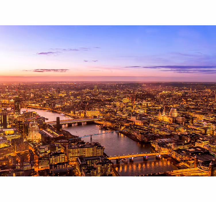 Fototapete Wohnzimmer luftaufnahme der dämmerung in london - TenStickers