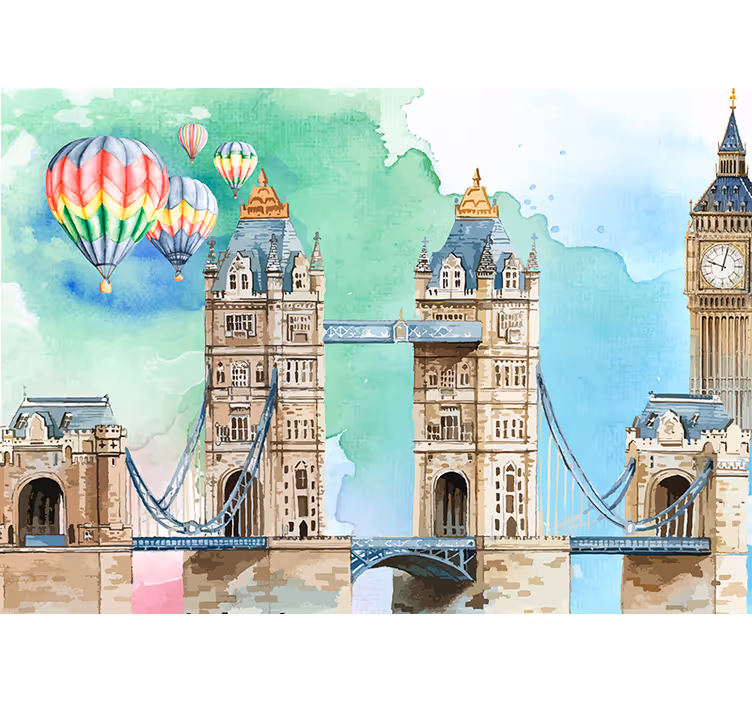Fototapete Städte London Tower Bridge Gemälde - TenStickers