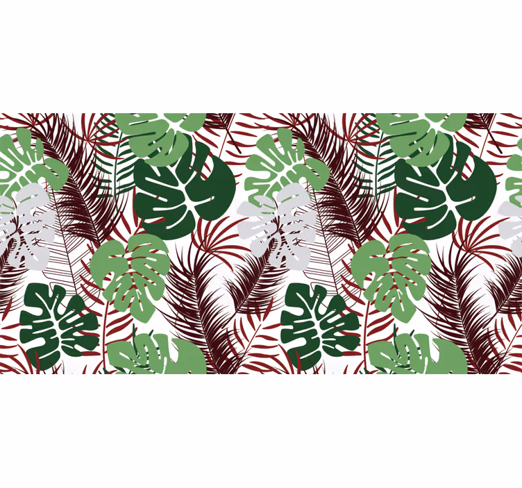 Fototapete dschungel mit monstera-blättern und roten Ästen - TenStickers