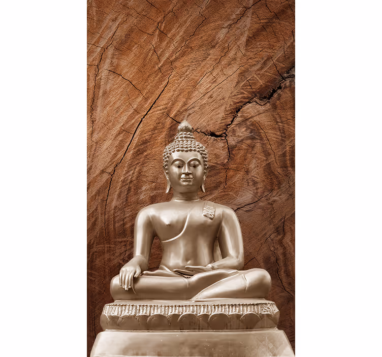 Fototapete buddha aus holz - TenStickers