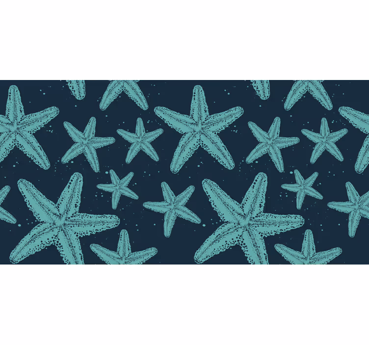 Fototapete badezimmer mit sternfischen in blau - TenStickers