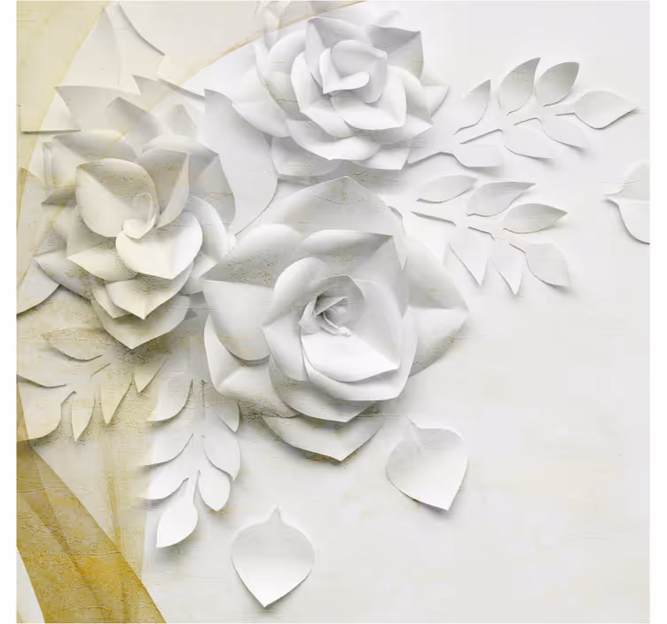 Fototapete badezimmer elegante goldene und weiße blumen - TenStickers