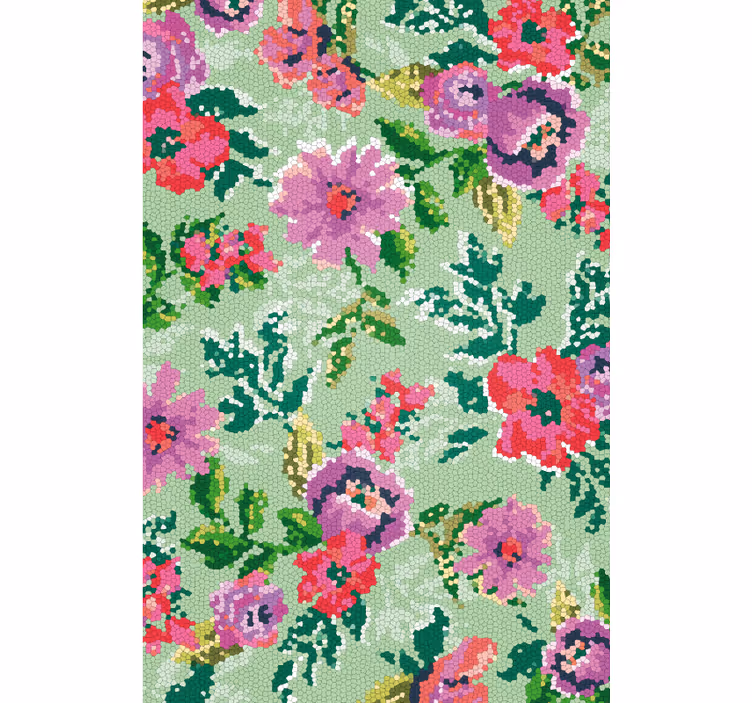 Fototapete badezimmer mit buntem blumenmosaik - TenStickers