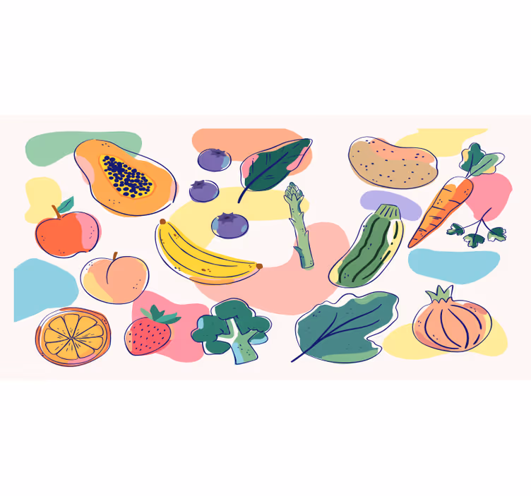 Fototapete küche mit bunten früchten - TenStickers