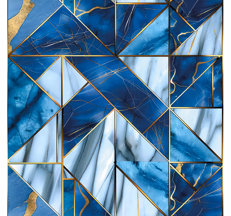 Fototapete küche geometrischer blauer marmor mit goldeffekt - TenStickers