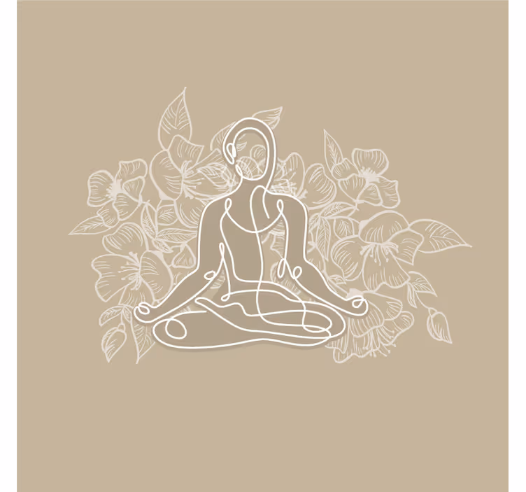 Fototapete beige meditierende frau yogamatte - TenStickers