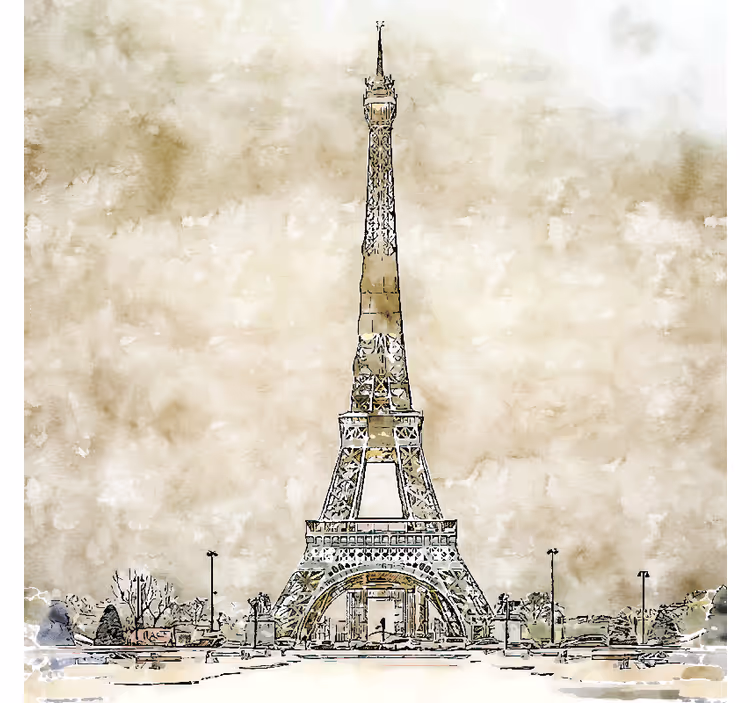 Fototapete beige aquarell gemälde eiffelturm - TenStickers