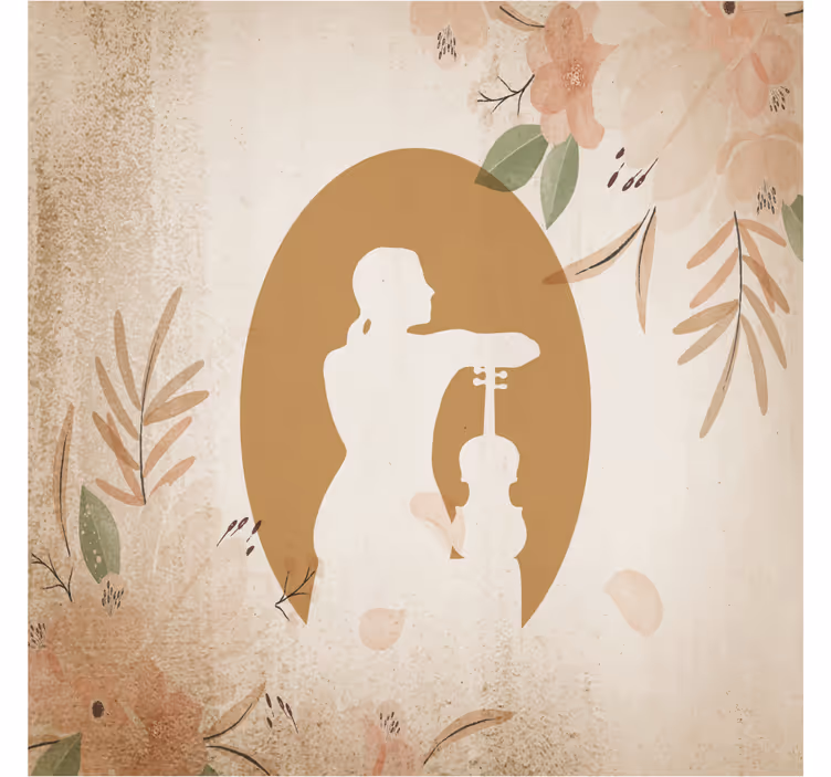Fototapete beige violinist silhouette von hinten - TenStickers