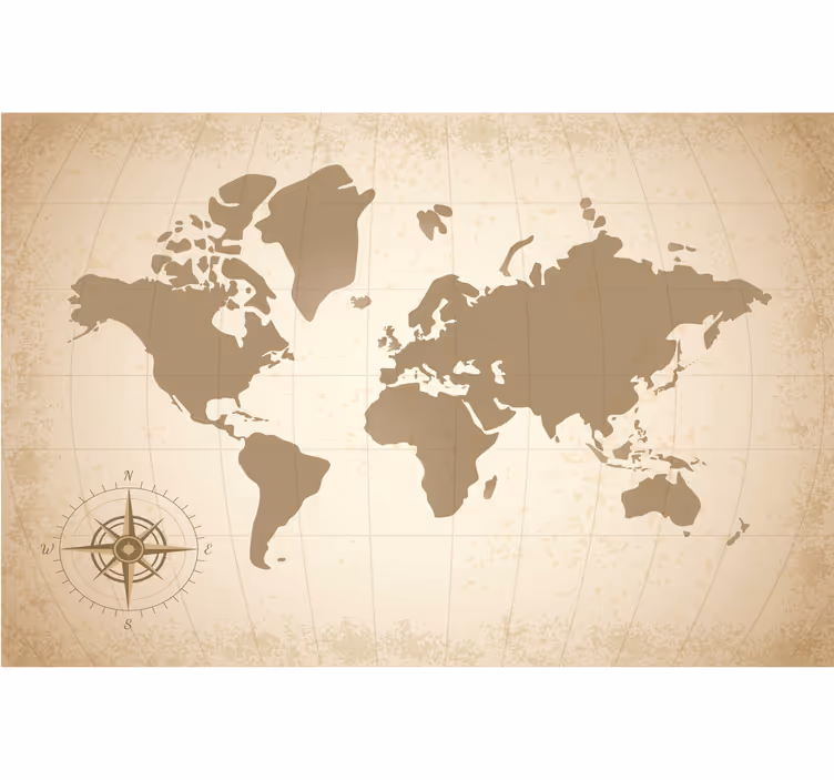 Fototapete beige alte vintage-weltkarte - TenStickers