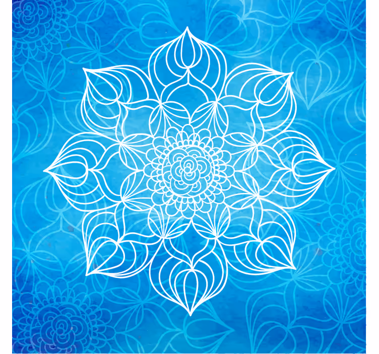 Fototapete blau mandala mit blauer farbspritzer - TenStickers
