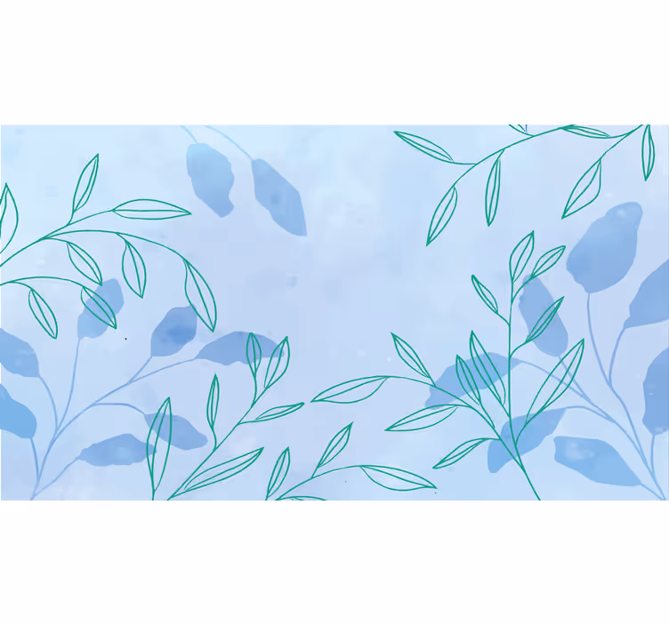 Fototapete blau elegante aquarellblätter - TenStickers
