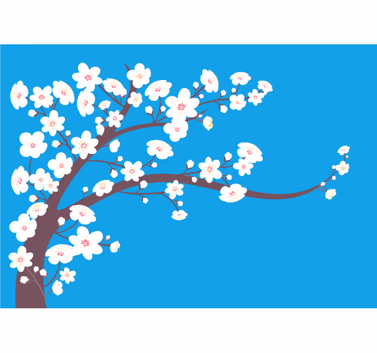 Fototapete blau mit weißen blumen auf blauem hintergrund - TenStickers