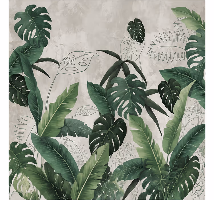 Fototapete wald mit monstera-blättern - TenStickers