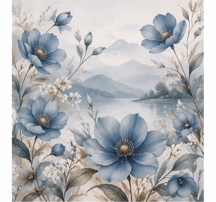 Fototapete wald mit blauen blumen - TenStickers