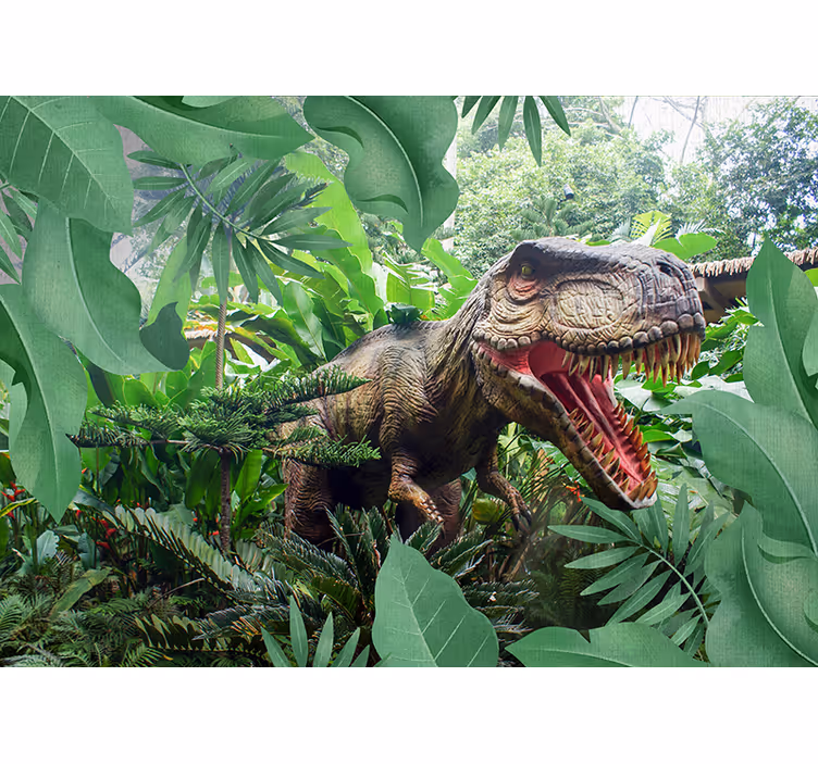 Fototapete Jugendzimmer 3D Dinosaurier T-Rex - TenStickers