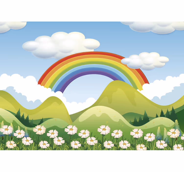 Fototapete Kinderzimmer Regenbogen Landschaft - TenStickers