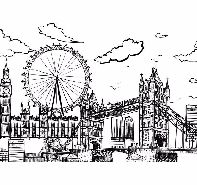 Zeichnung von London Fototapete Städte - TenStickers