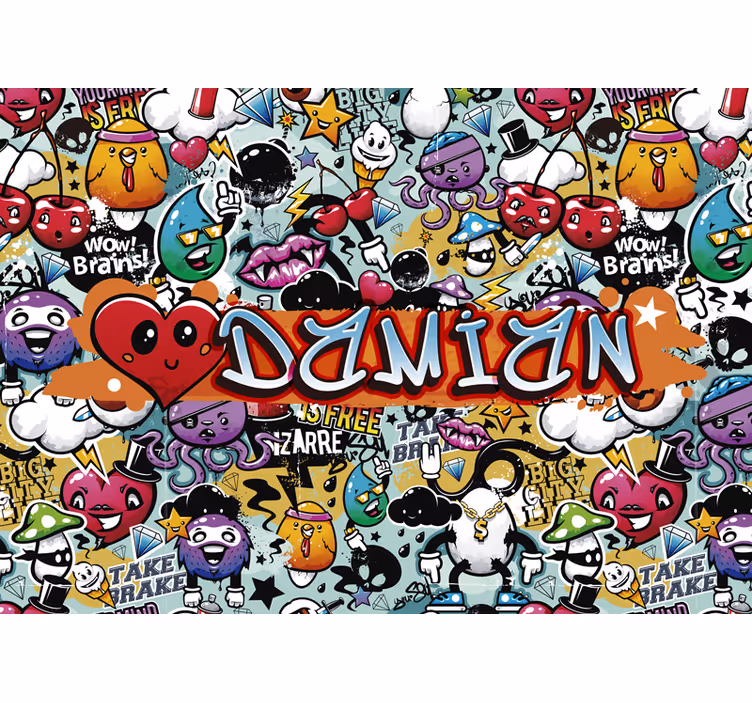 Tapete mit Namen Jugendzimmer Emoji Muster - TenStickers