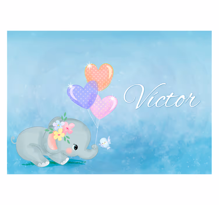 Fototapete mit Namen Kinderzimmer Baby Elefant - TenStickers