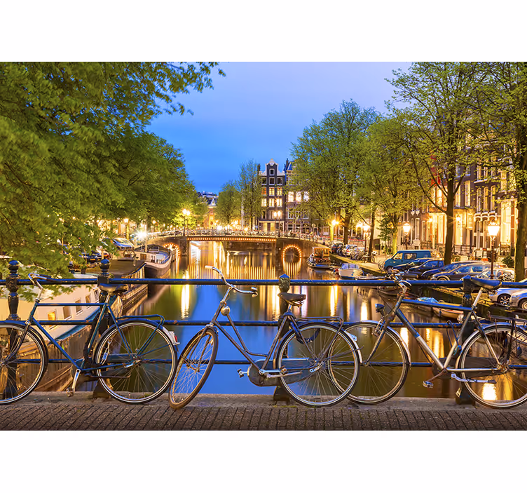 Fototapete amsterdam amsterdamer kanal bei dämmerung - TenStickers
