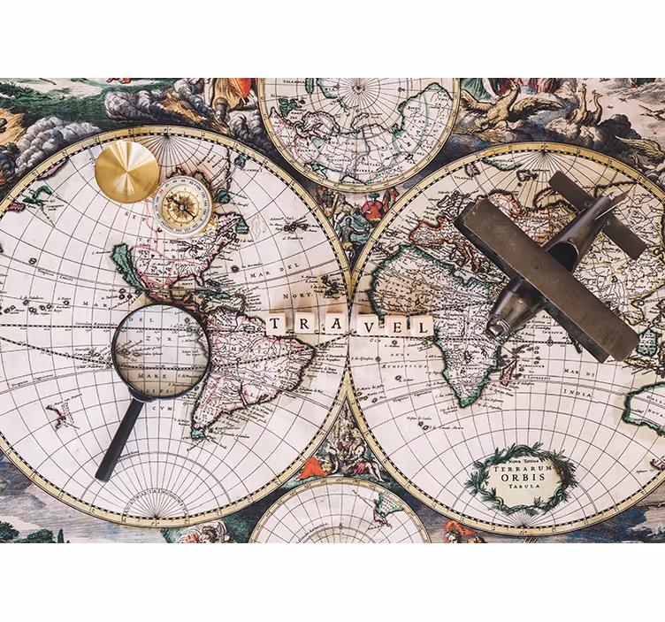 Tapete Jugendzimmer Weltkarte Vintage Travel - TenStickers