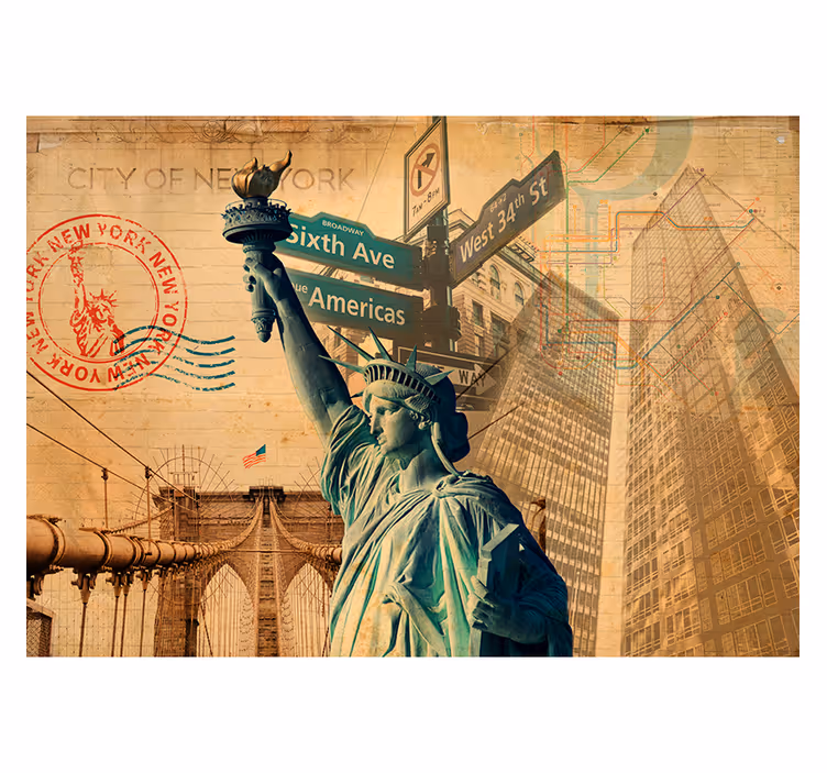 Fototapete Städte New York vintage Collage - TenStickers