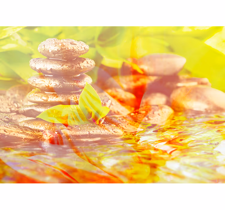 Fototapete Badezimmer weiße Orchidee mit Steinen - TenStickers
