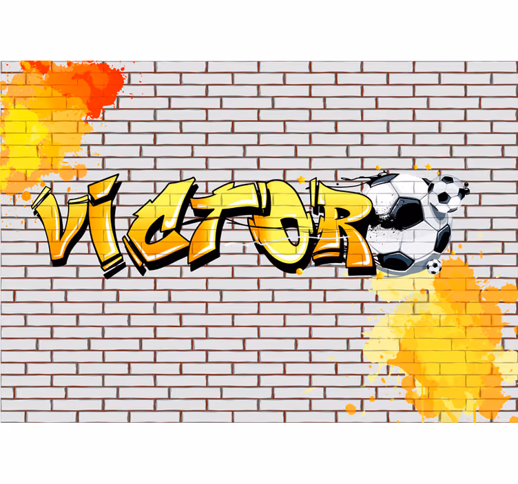 Fototapete mit Namen Jugendzimmer Fußball-Graffiti - TenStickers