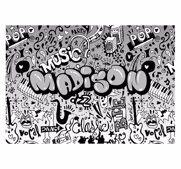 Fototapete mit Namen im Musikdesign - TenStickers