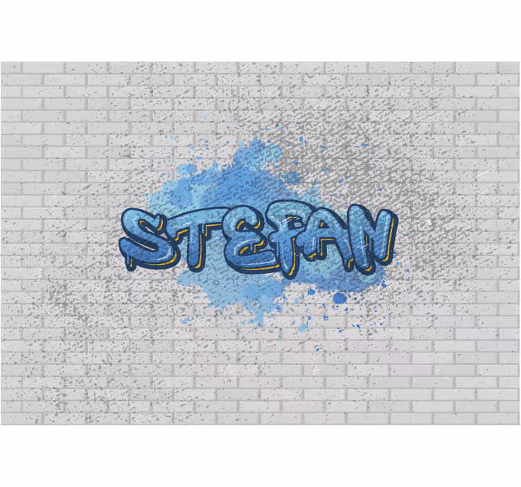 Fototapete mit Namen Schlafzimmer blaues Graffiti - TenStickers