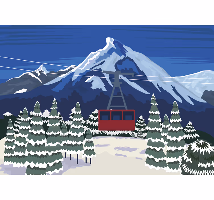Fototapete Berg gezeichnete Schneelandschaft - TenStickers