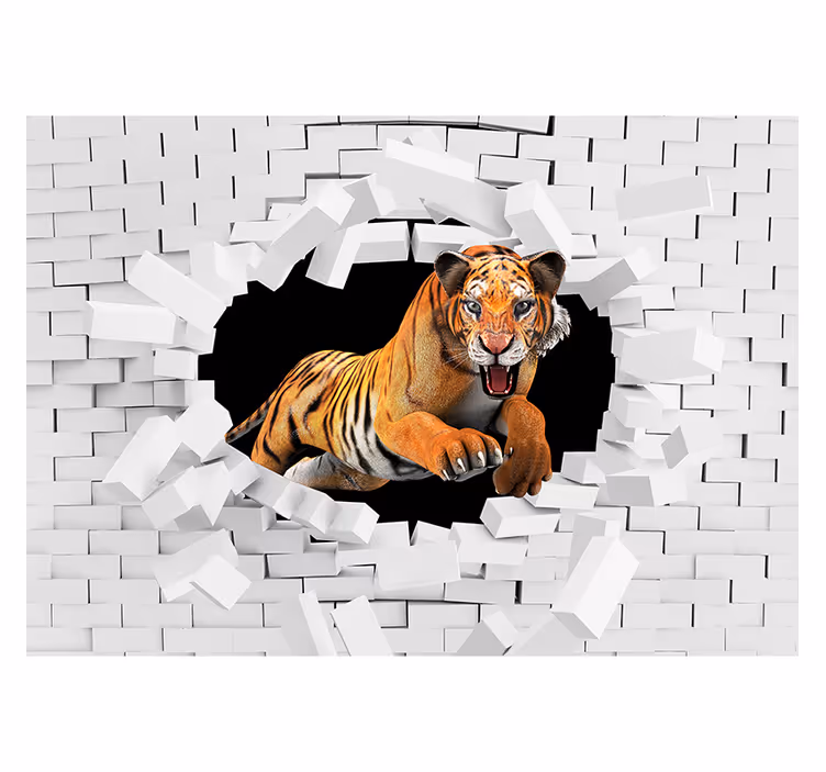 3D Wandexplosion Tiger Fototapete Jugendzimmer - TenStickers