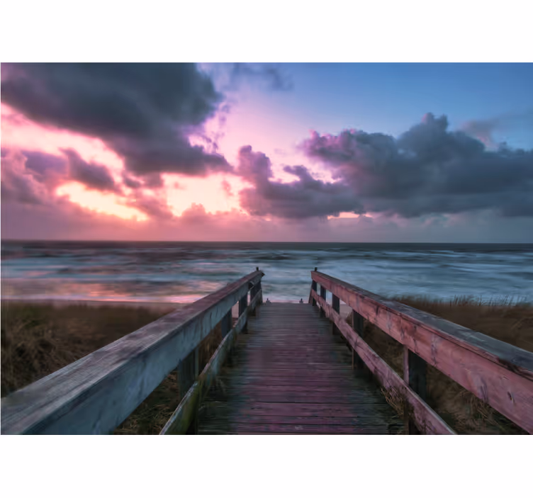 Fototapete Meer ruhiger bewölkter sonnenuntergang - TenStickers