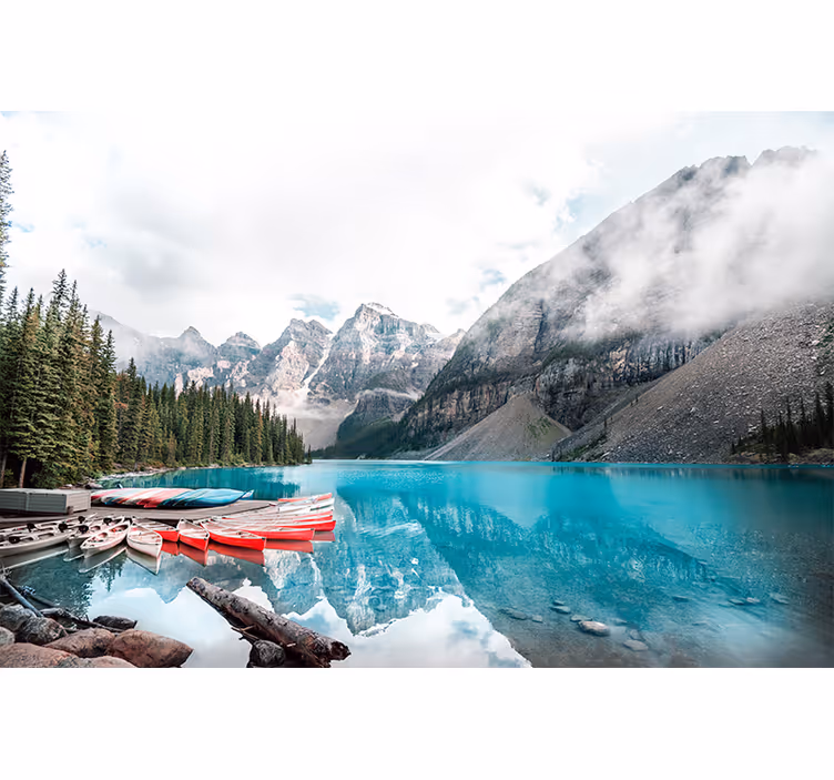 Fototapete Landschaft blick auf den see und die berge - TenStickers