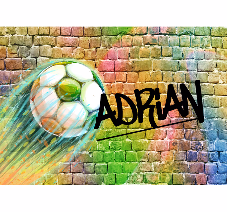Fototapete mit Namen Jugendzimmer bunter Fußball - TenStickers