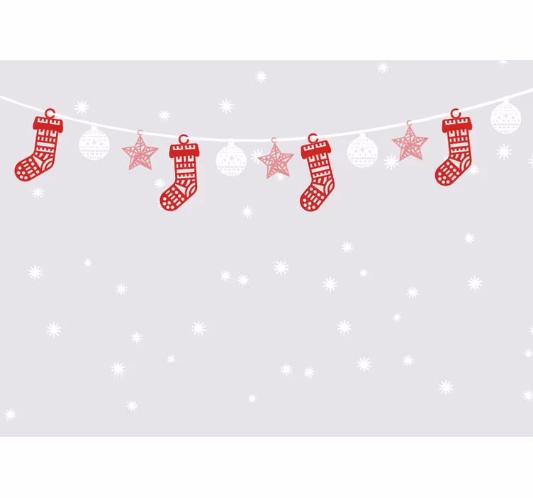 Fototapete Weihnachten festliche strümpfe girlanden - TenStickers