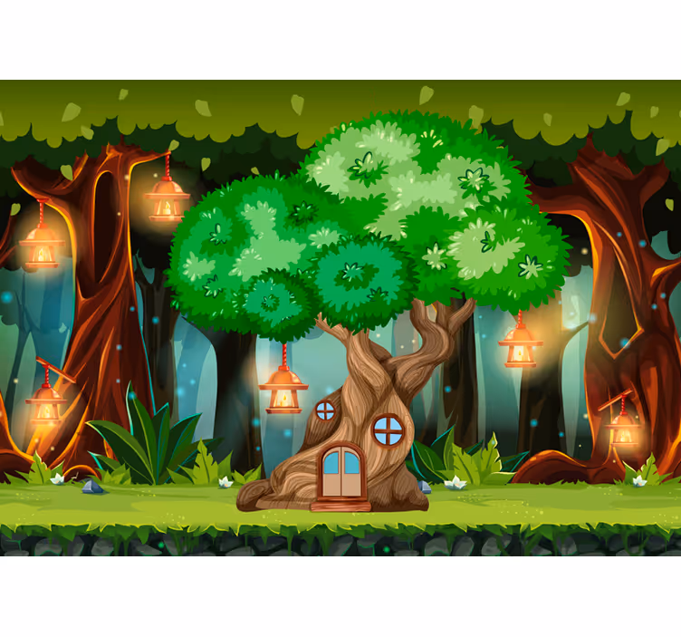 Fototapete Kinderzimmer Fantasiebaumhaus - TenStickers