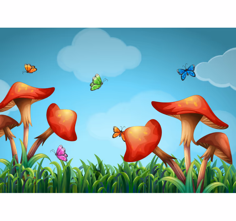 Fototapete Natur fantasievoller pilzgarten - TenStickers