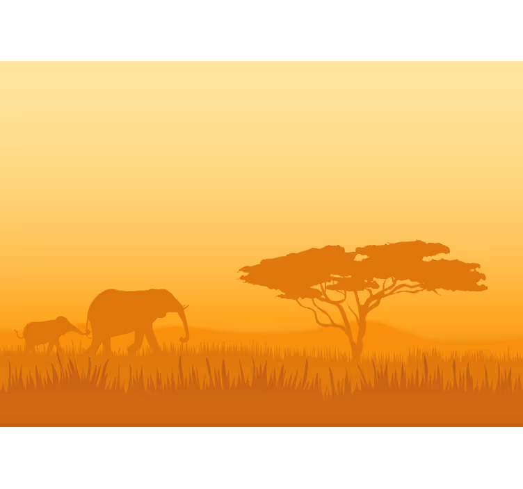 Fototapete Tiere elefanten auf safari - TenStickers
