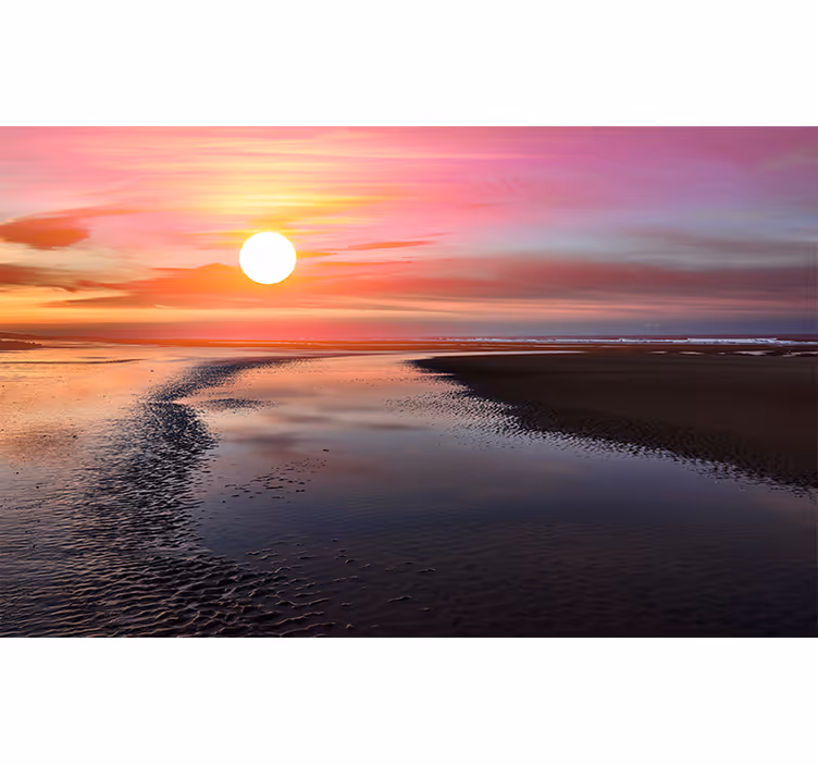 Fototapete Berge ruhige aussicht auf den sonnenuntergang - TenStickers