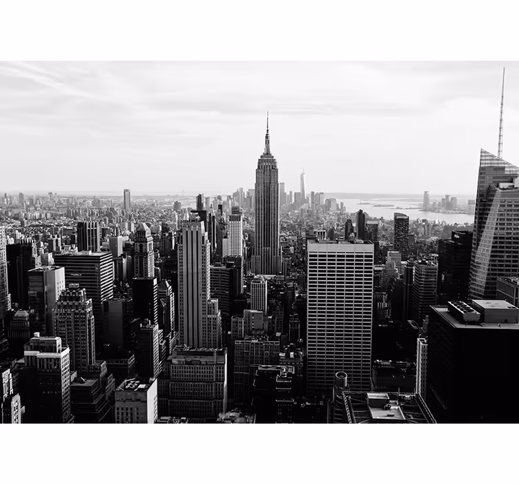 Fototapete Städte und Länder Manhattan aus der luft schwarz und w - TenStickers