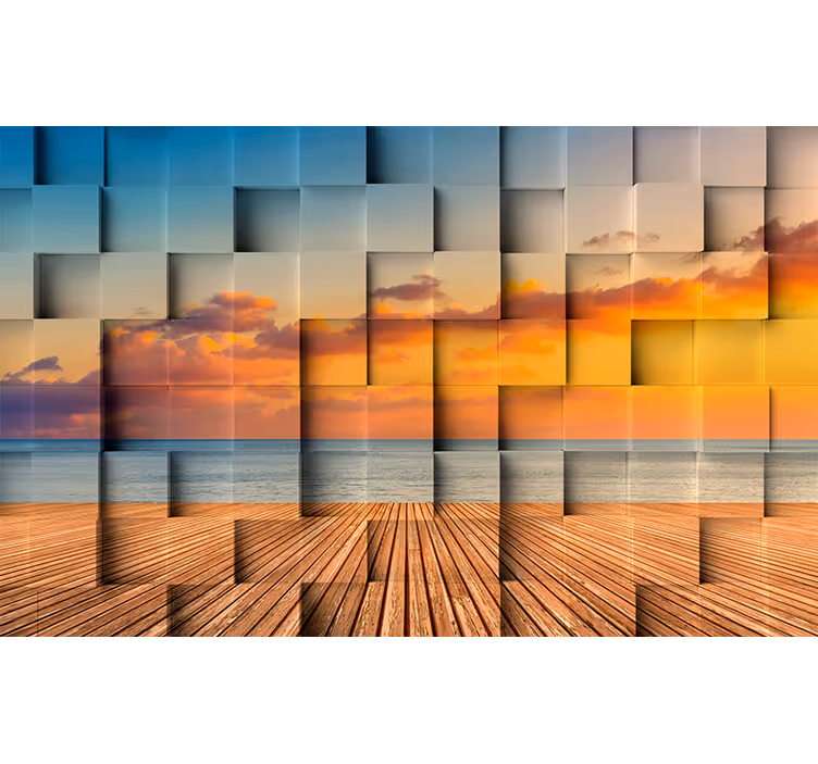 3d tapete sonnenuntergang am ozean - TenStickers
