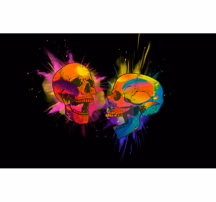 Fototapete Liebe Fototapete punk lieben zwei bunte schädel - TenStickers