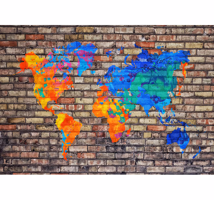 Fototapete weltkarte bunte geografische karte - TenStickers