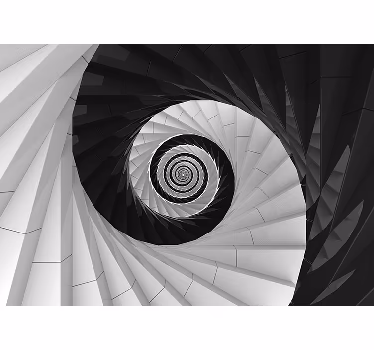 3D Tapete Wohnzimmer schwarz-weiß Spirale - TenStickers