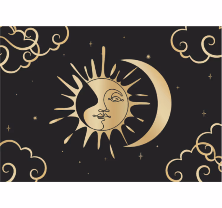 Fototapete Mandala goldene sonne mond - TenStickers