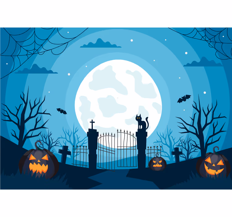 Fototapete Halloween spukende friedhofsszene - TenStickers