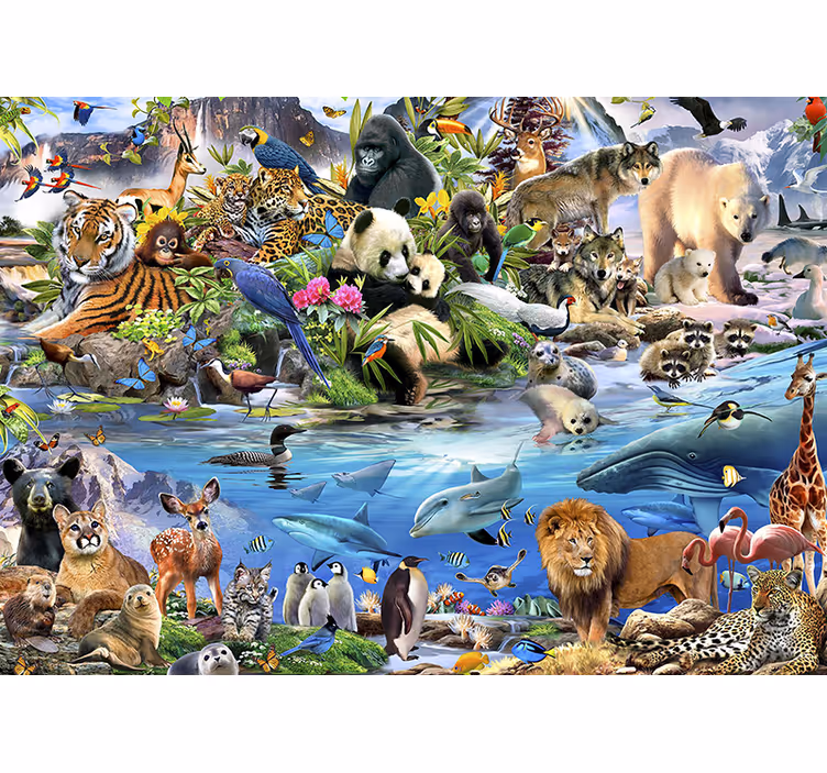 Fototapete Kinderzimmer wildtiersafari-szene - TenStickers