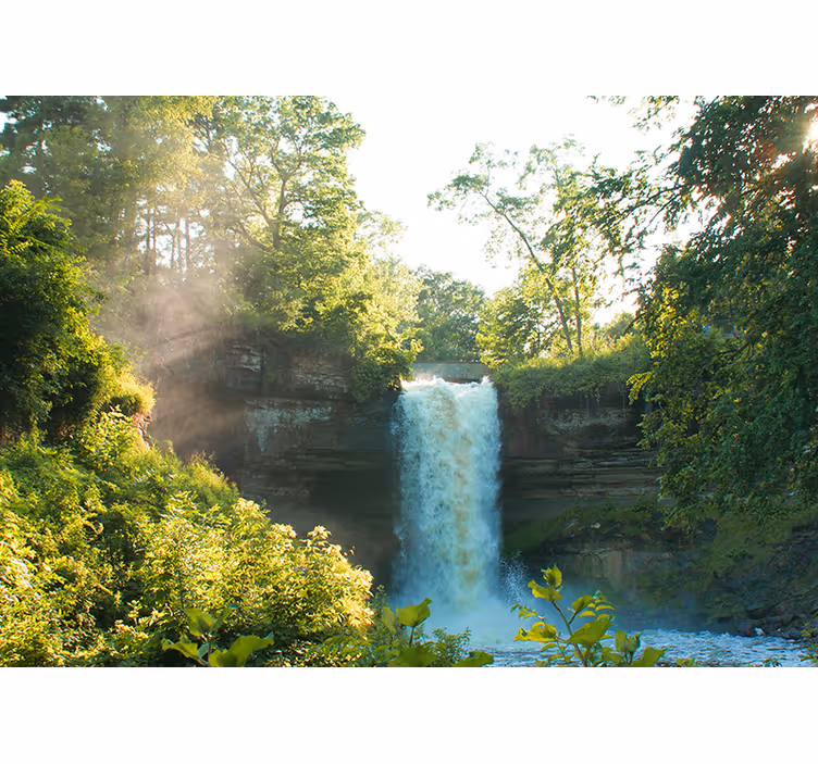 Fototapete Wasserfall ruhige sonnige aussicht - TenStickers
