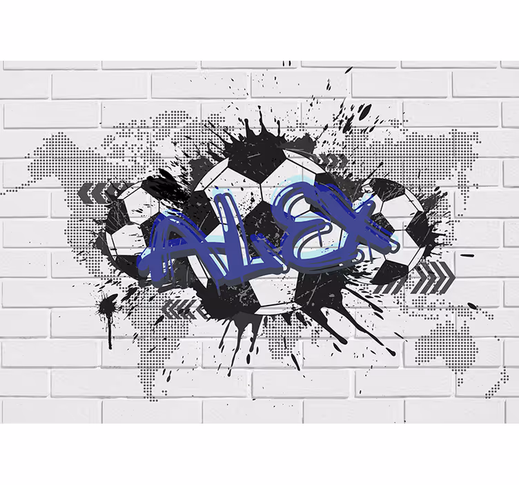 Fototapete mit NamenJugendzimmer Fußball Graffiti - TenStickers